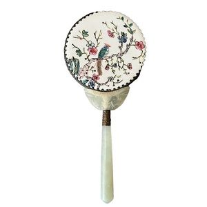 VINTAGE CHINESE HARD STONE PORCELAIN VANITY MIRROR EARLY 20th CENTURY